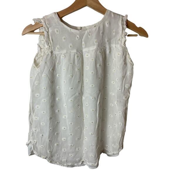 Loft White Gold Floral Sleeveless Blouse Top Women's Size Petite XXSP - Picture 1 of 6